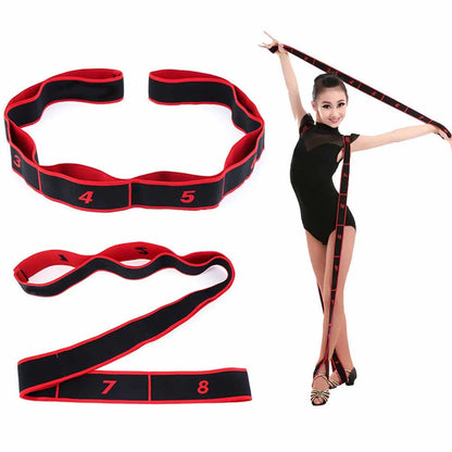 Yoga Pull Strap Belt Girl Elastic Latin Dance Stretching Band Loop Yoga Pilates GYM Fitness Exercise Resistance Band with Number