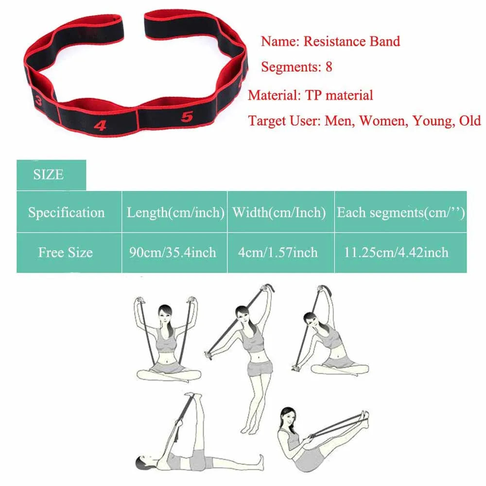 Yoga Pull Strap Belt Girl Elastic Latin Dance Stretching Band Loop Yoga Pilates GYM Fitness Exercise Resistance Band with Number
