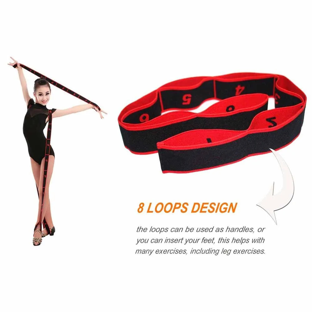 Yoga Pull Strap Belt Girl Elastic Latin Dance Stretching Band Loop Yoga Pilates GYM Fitness Exercise Resistance Band with Number